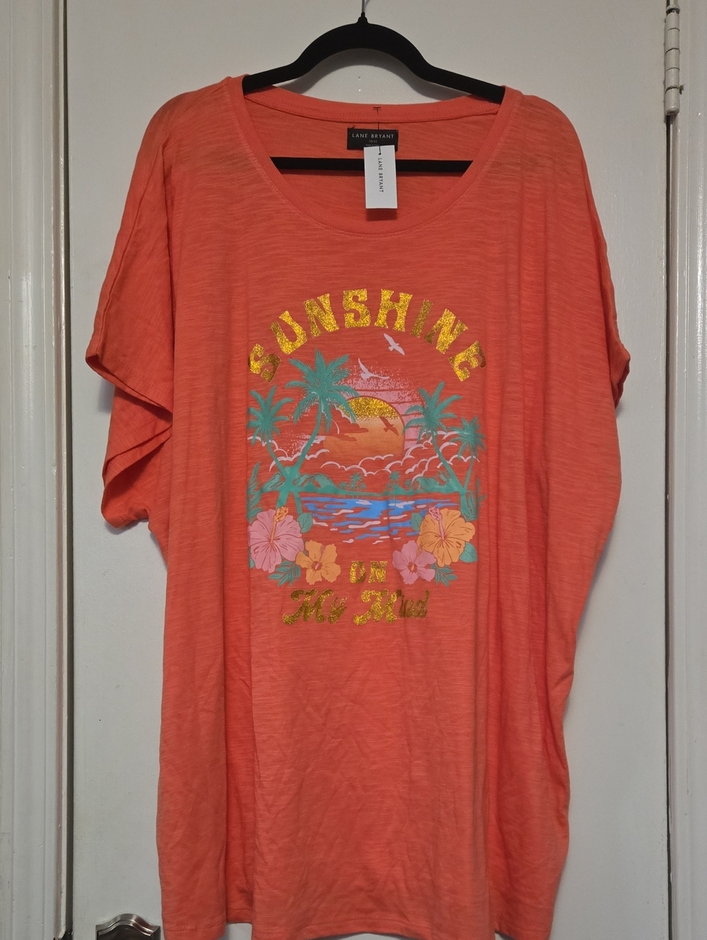 Lane Bryant Coral Graphic 'Sunshine' Short Sleeve Tee